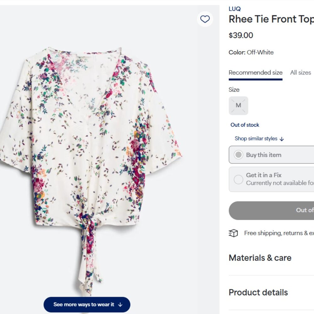 LUQ floral tie front blouse